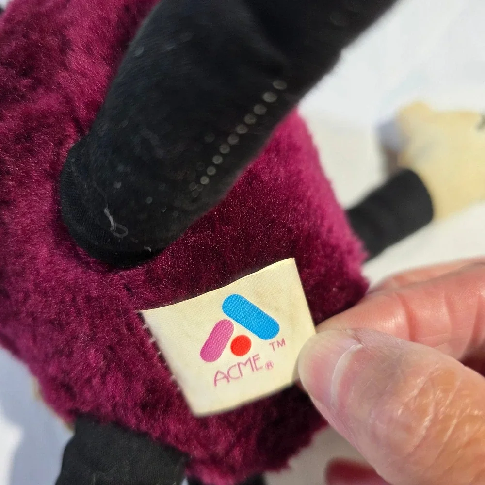 Vintage 1988 California Raisins Acme Plush Purple Fuzzy Tuxedo Mascot Toy 9in